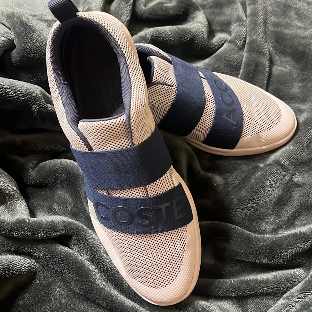 Lacoste sneakers, white/blue size 9